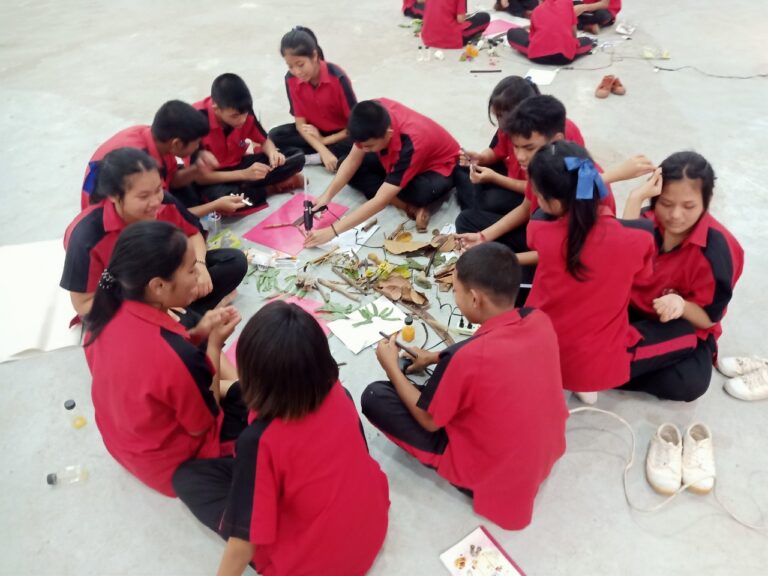 A group of students sitting on the floor AI-generated content may be incorrect.