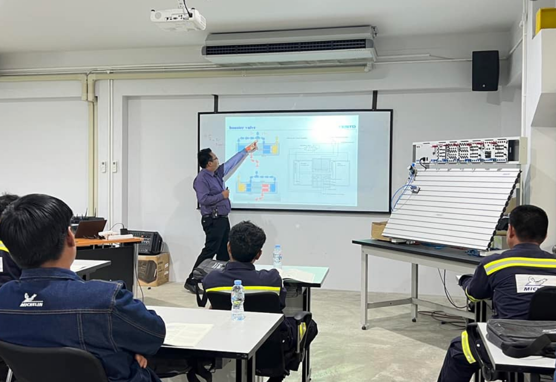 A person pointing at a projector screen
Description automatically generated